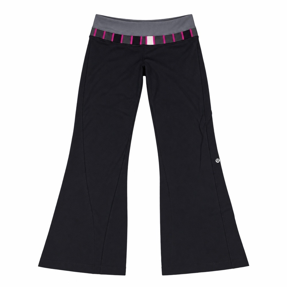 Lululemon Reversible Groove Flared Yoga Pants Women's 8 Black White Stretch